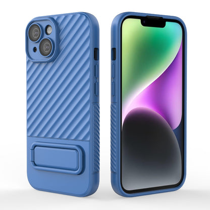 ELECTROPRIME For iPhone 15 Wavy Texture TPU Phone Case with Lens Film(Blue)