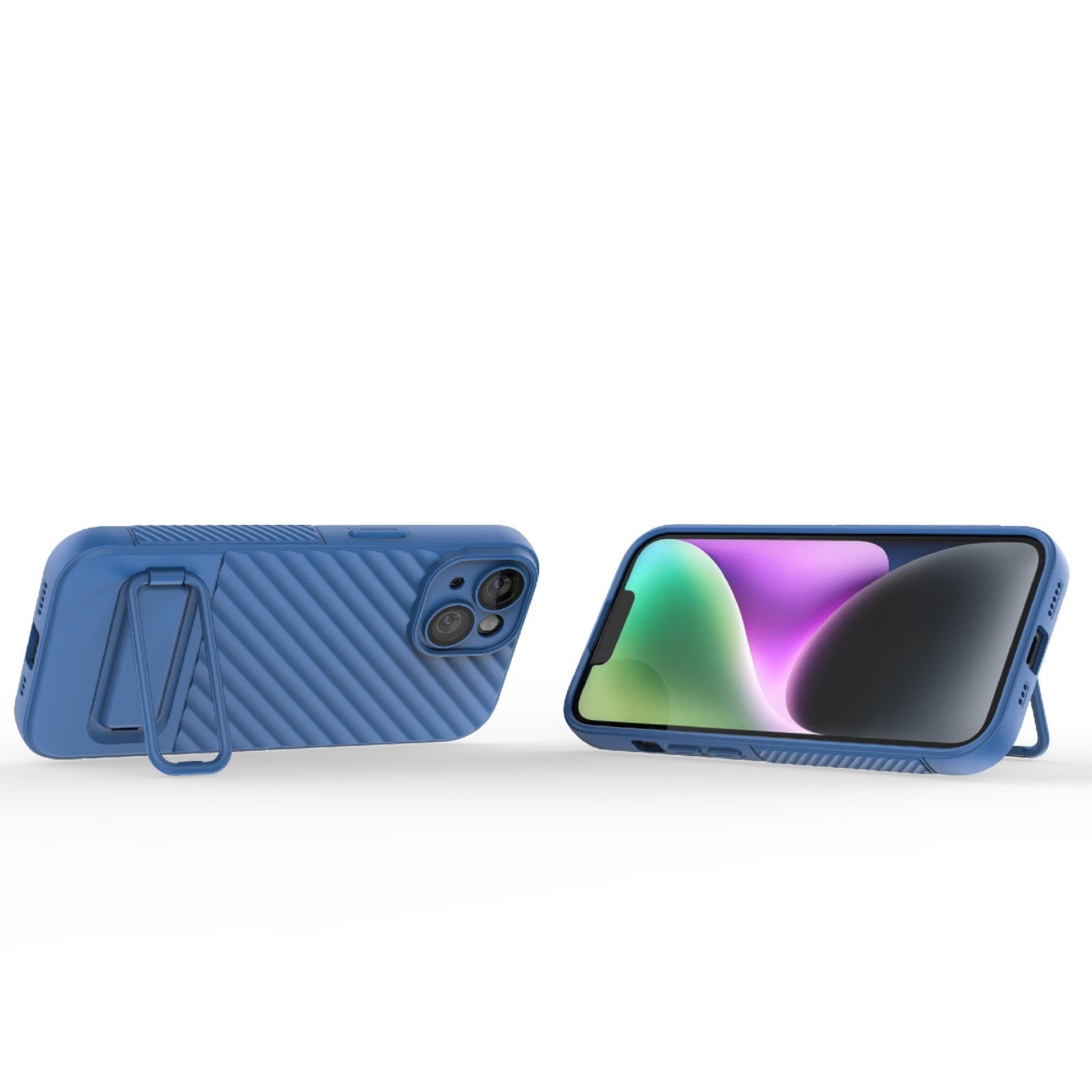 ELECTROPRIME For iPhone 15 Wavy Texture TPU Phone Case with Lens Film(Blue)