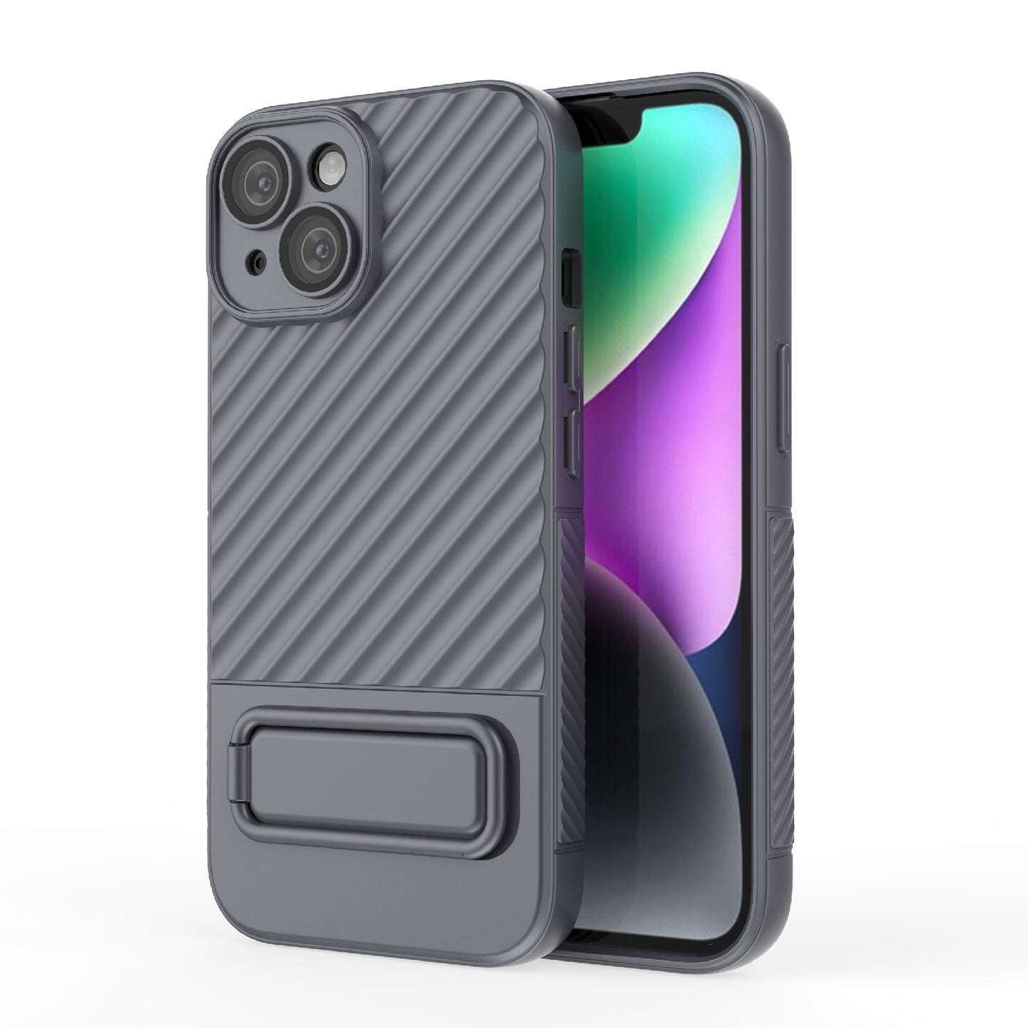 ELECTROPRIME For iPhone 15 Wavy Texture TPU Phone Case with Lens Film(Grey)