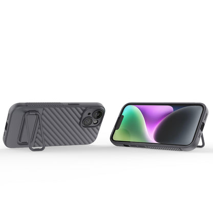 ELECTROPRIME For iPhone 15 Wavy Texture TPU Phone Case with Lens Film(Grey)