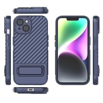 ELECTROPRIME For iPhone 15 Wavy Texture TPU Phone Case with Lens Film(Royal Blue)