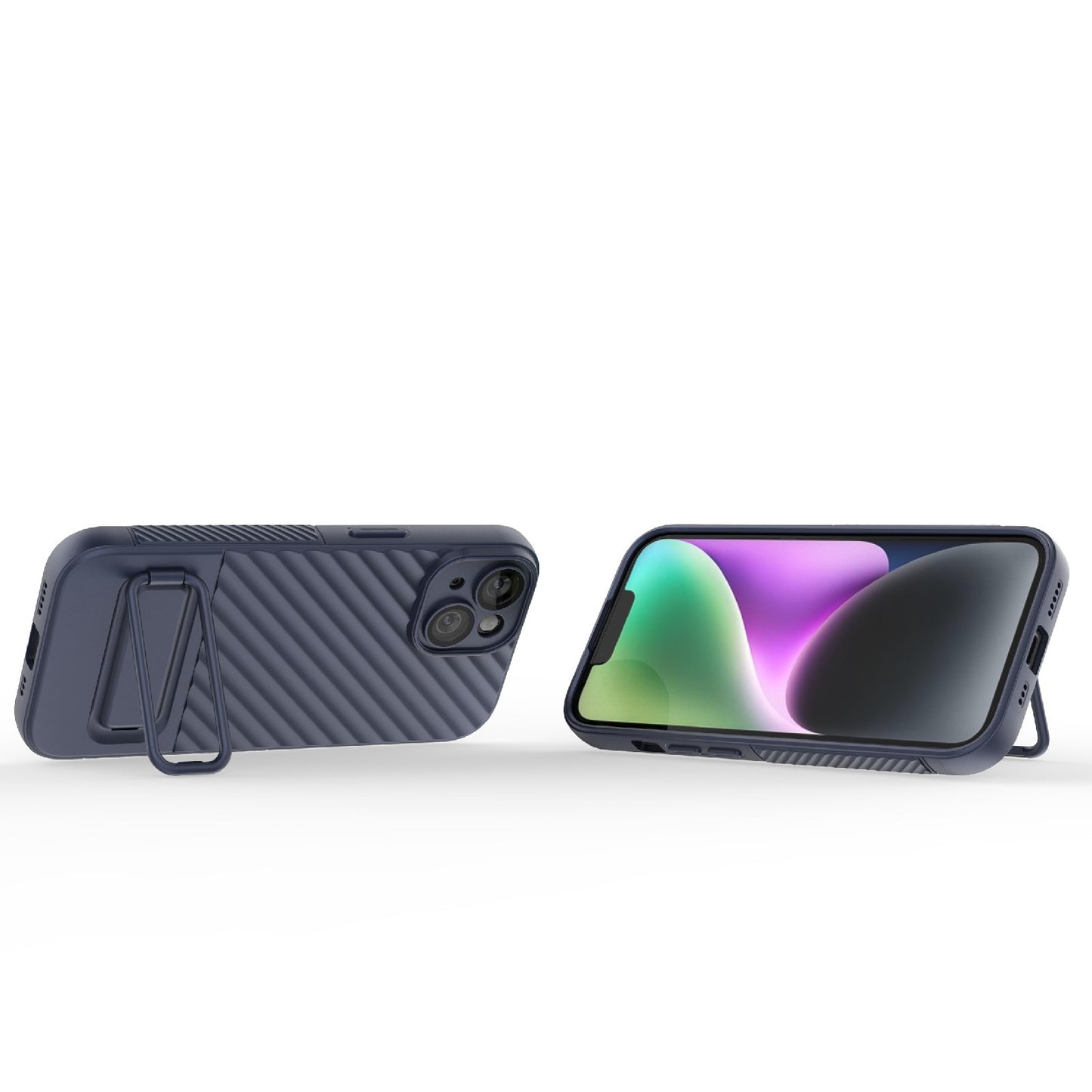 ELECTROPRIME For iPhone 15 Wavy Texture TPU Phone Case with Lens Film(Royal Blue)
