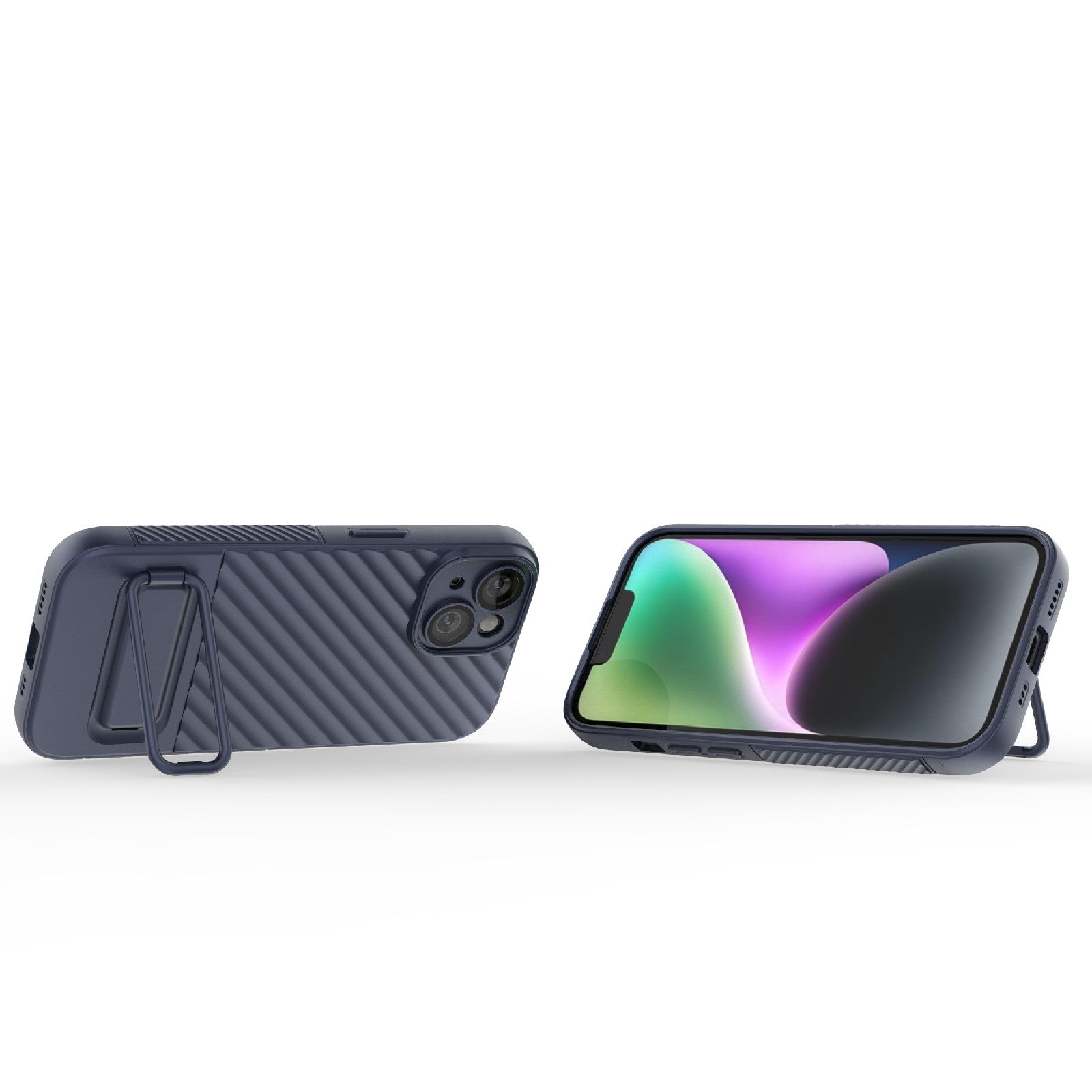 ELECTROPRIME For iPhone 15 Wavy Texture TPU Phone Case with Lens Film(Royal Blue)