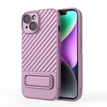 ELECTROPRIME For iPhone 15 Wavy Texture TPU Phone Case with Lens Film(Purple)