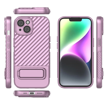 ELECTROPRIME For iPhone 15 Wavy Texture TPU Phone Case with Lens Film(Purple)