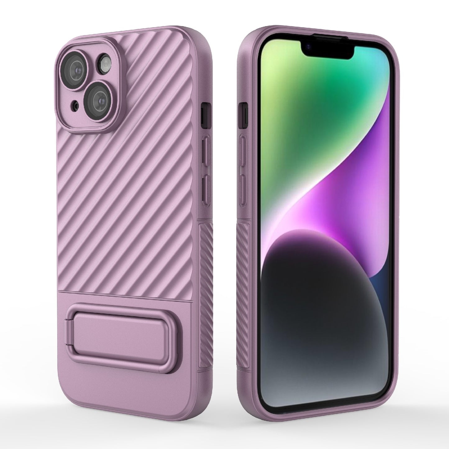 ELECTROPRIME For iPhone 15 Wavy Texture TPU Phone Case with Lens Film(Purple)