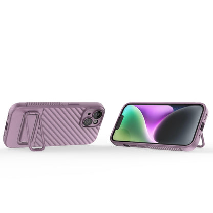 ELECTROPRIME For iPhone 15 Wavy Texture TPU Phone Case with Lens Film(Purple)