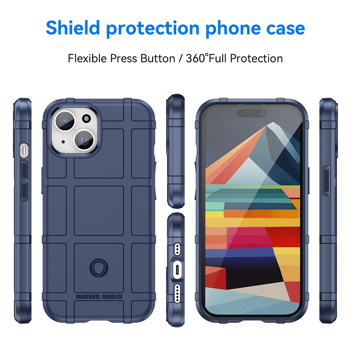 ELECTROPRIME For iPhone 15 Full Coverage Shockproof TPU Phone Case(Blue)