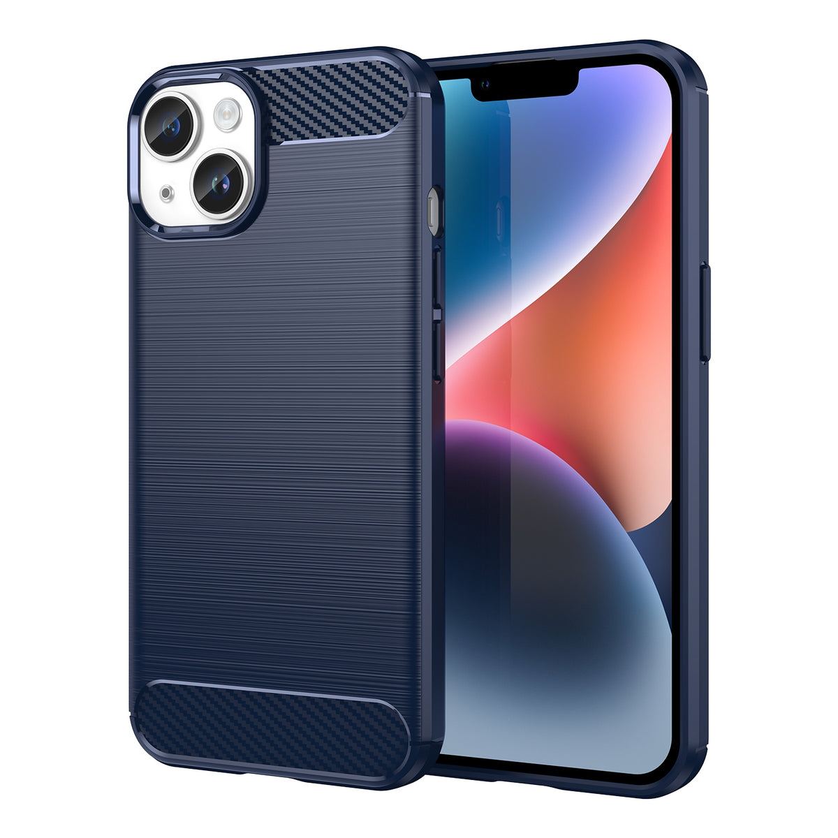 ELECTROPRIME For iPhone 15 Plus Brushed Texture Carbon Fiber TPU Phone Case(Blue)