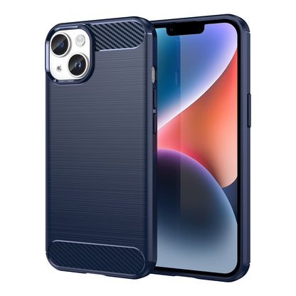 ELECTROPRIME For iPhone 15 Plus Brushed Texture Carbon Fiber TPU Phone Case(Blue)