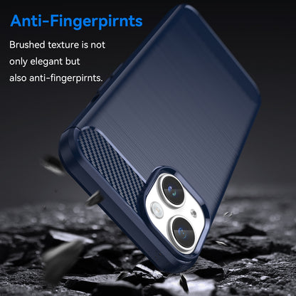 ELECTROPRIME For iPhone 15 Plus Brushed Texture Carbon Fiber TPU Phone Case(Blue)