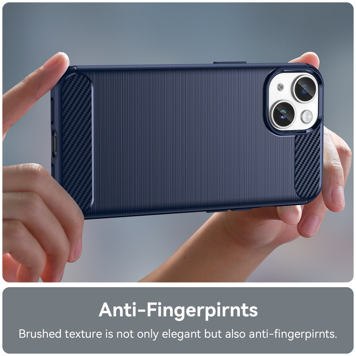 ELECTROPRIME For iPhone 15 Plus Brushed Texture Carbon Fiber TPU Phone Case(Blue)