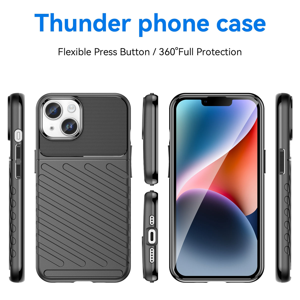 ELECTROPRIME For iPhone 15 Plus Thunderbolt Shockproof TPU Phone Case(Black)