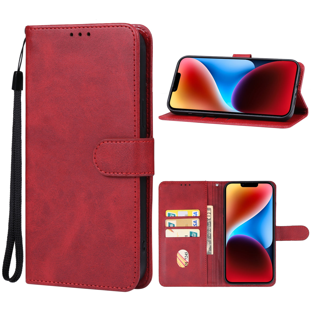 ELECTROPRIME For iPhone 15 Plus Leather Phone Case(Red)