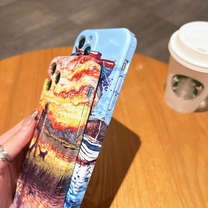 ELECTROPRIME For iPhone 15 Plus Oil Painting Pattern Glossy PC Phone Case(Horse Riding)