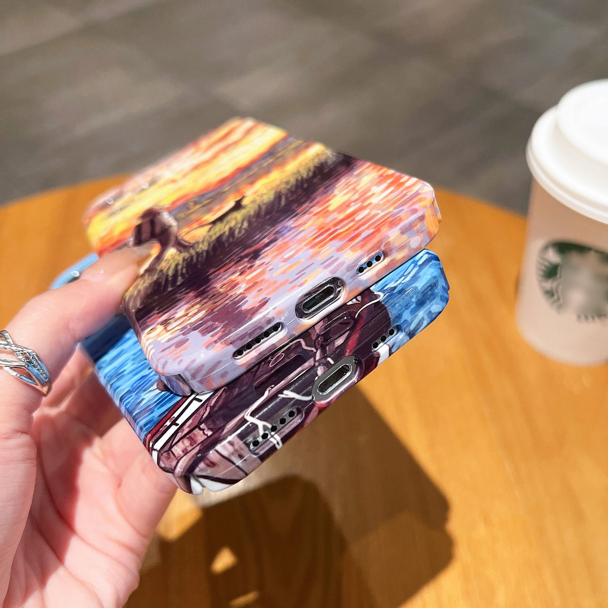 ELECTROPRIME For iPhone 15 Plus Oil Painting Pattern Glossy PC Phone Case(Horse Riding)