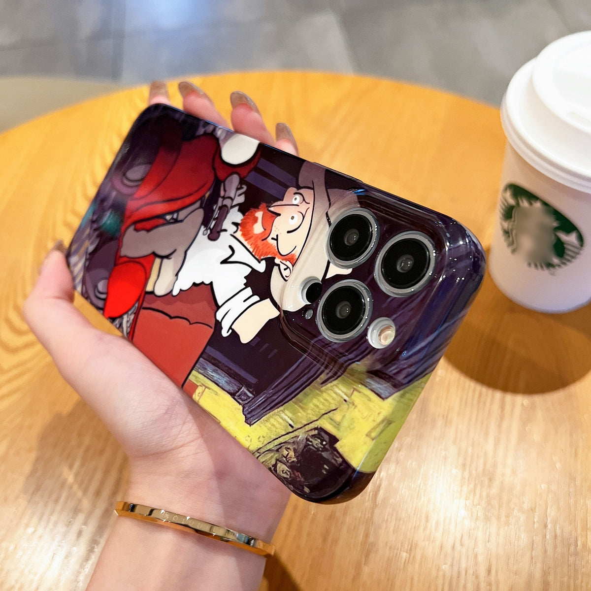 ELECTROPRIME For iPhone 15 Plus Oil Painting Pattern Glossy PC Phone Case(Horse Riding)