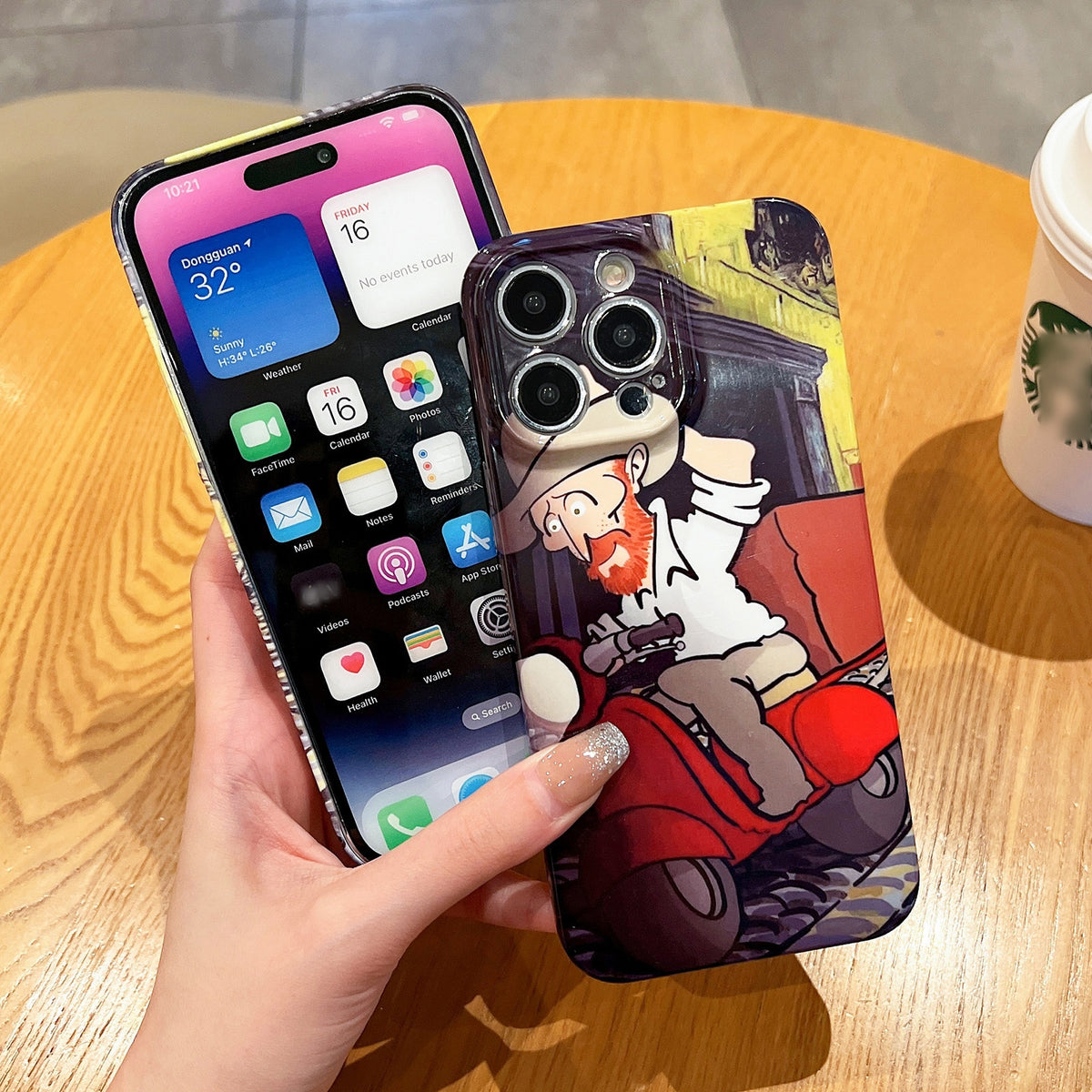 ELECTROPRIME For iPhone 15 Plus Oil Painting Pattern Glossy PC Phone Case(Horse Riding)