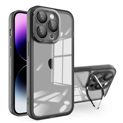 ELECTROPRIME For iPhone 15 Plus Invisible Lens Bracket Matte Transparent MagSafe Phone Case(Black)