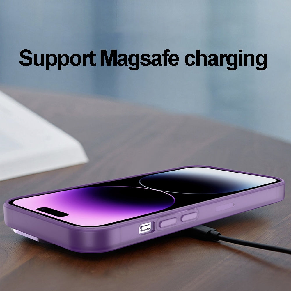 ELECTROPRIME For iPhone 15 Plus Invisible Lens Bracket Matte Transparent MagSafe Phone Case(Black)