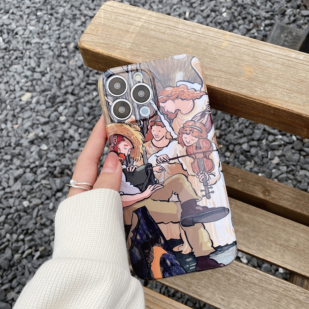 ELECTROPRIME For iPhone 15 Plus Oil Painting Pattern Glossy PC Phone Case(Lonely Boatman)