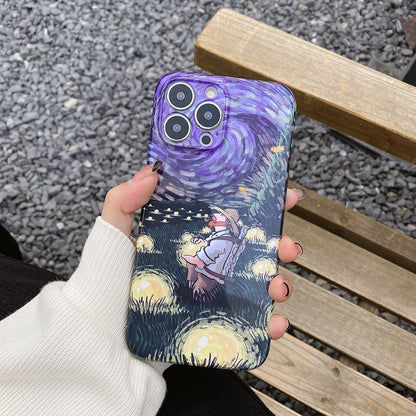 ELECTROPRIME For iPhone 15 Plus Oil Painting Pattern Glossy PC Phone Case(Lonely Boatman)