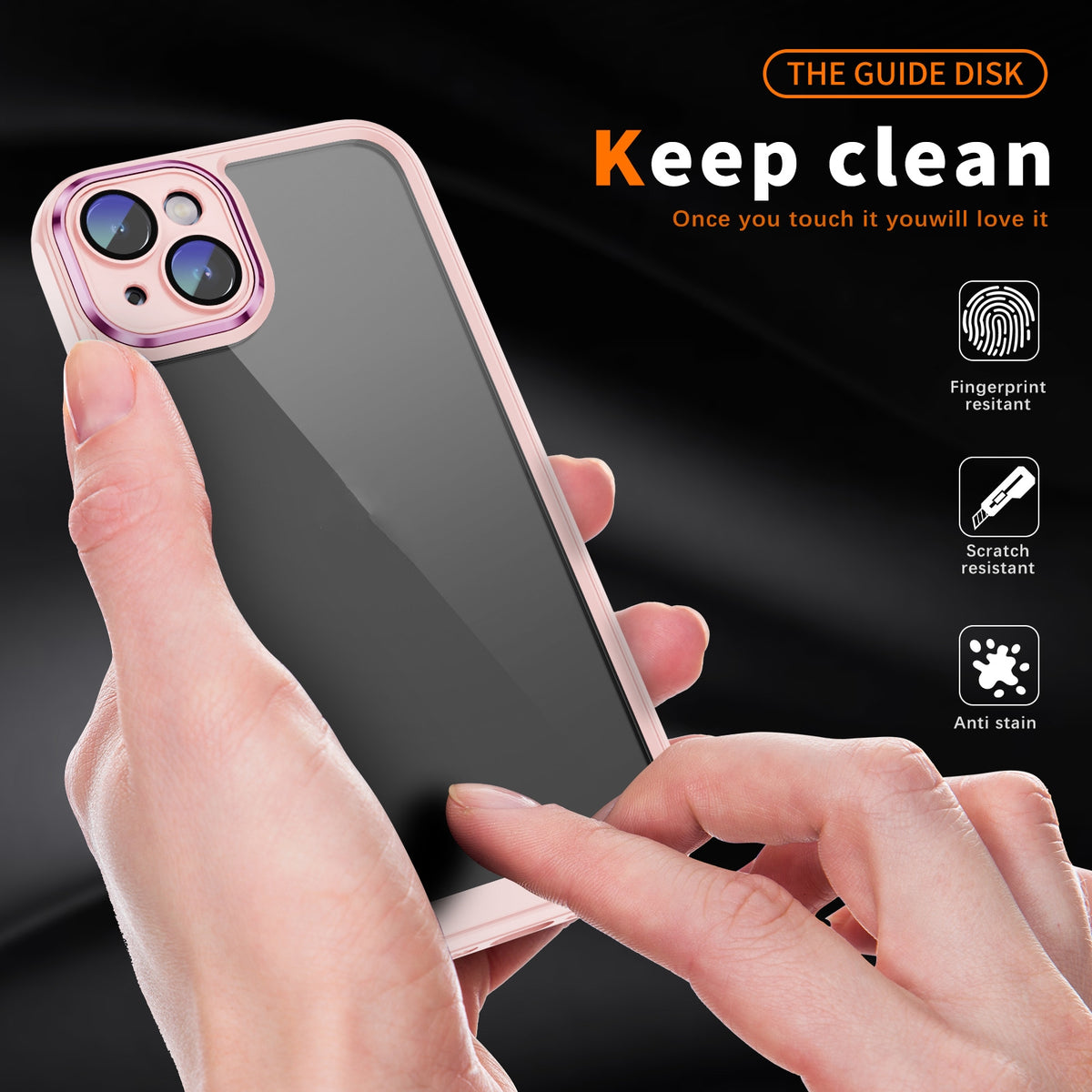 ELECTROPRIME For iPhone 15 Plus PC + TPU Phone Case with Lens Film(Apricot)