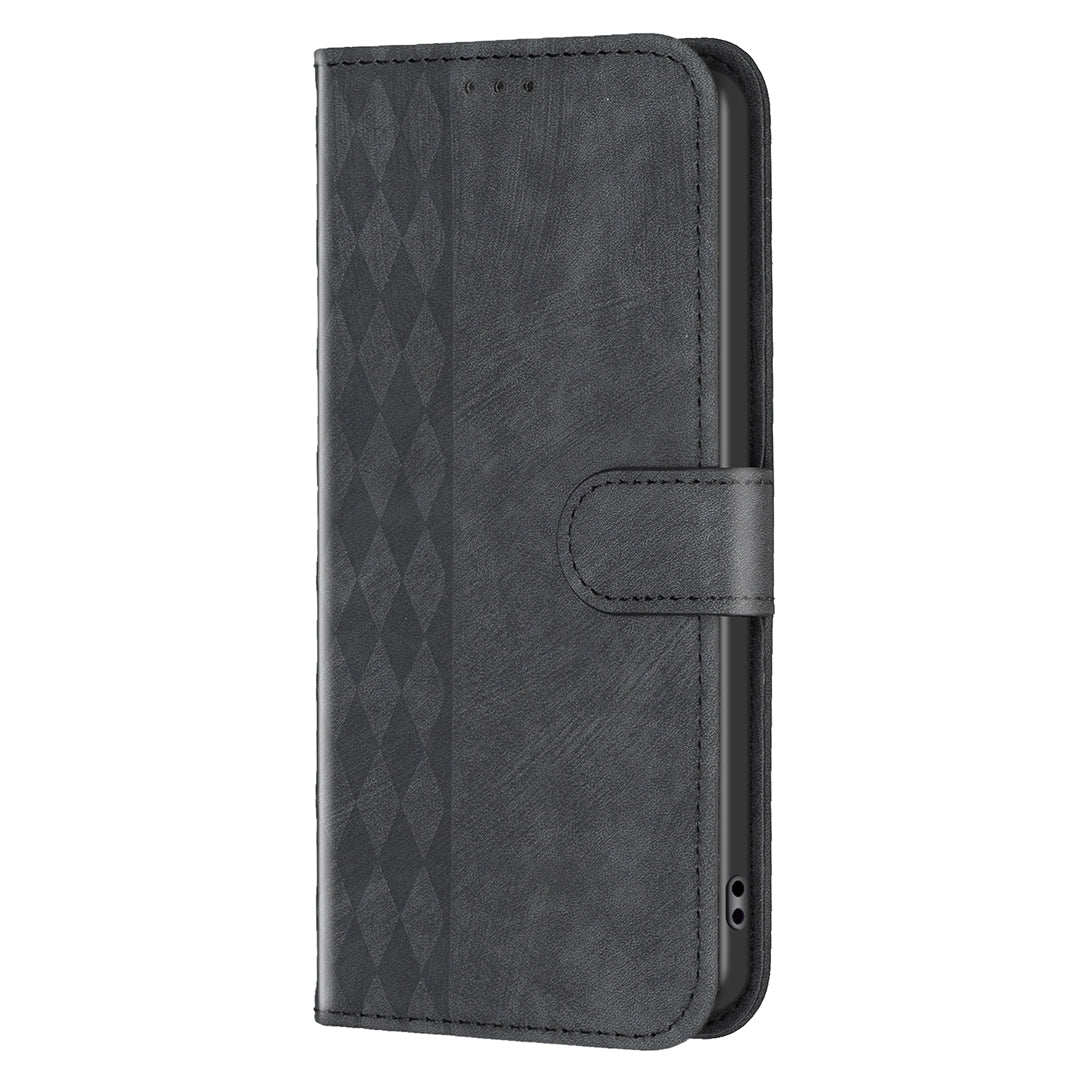 ELECTROPRIME For iPhone 15 Plaid Embossed Leather Phone Case(Black)