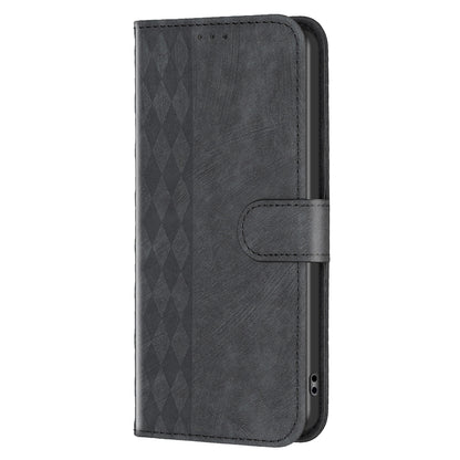 ELECTROPRIME For iPhone 15 Plaid Embossed Leather Phone Case(Black)