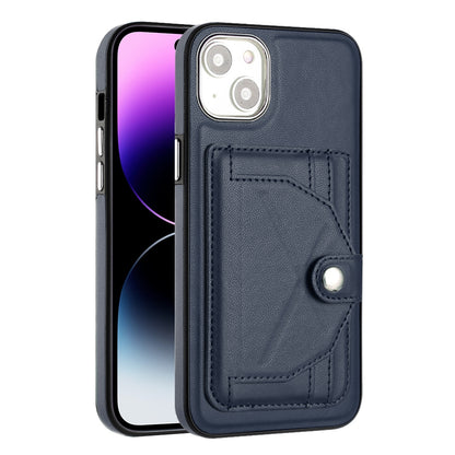 ELECTROPRIME For iPhone 15 Plus Shockproof Leather Phone Case with Card Holder(Blue)