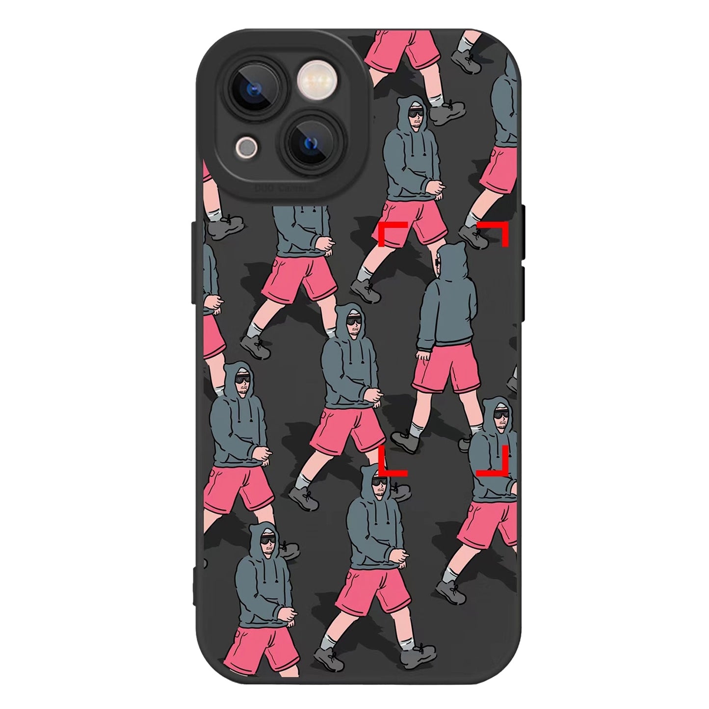 ELECTROPRIME For iPhone 15 Liquid Silicone Pedestrians Pattern Phone Case(Black)