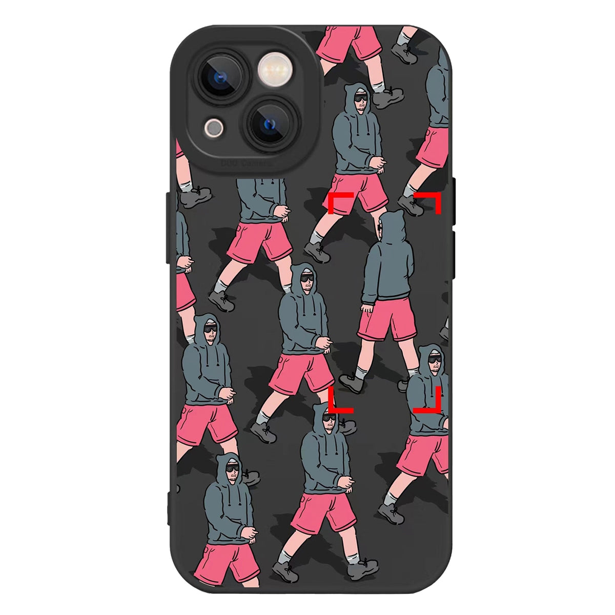 ELECTROPRIME For iPhone 15 Plus Liquid Silicone Pedestrians Pattern Phone Case(Black)