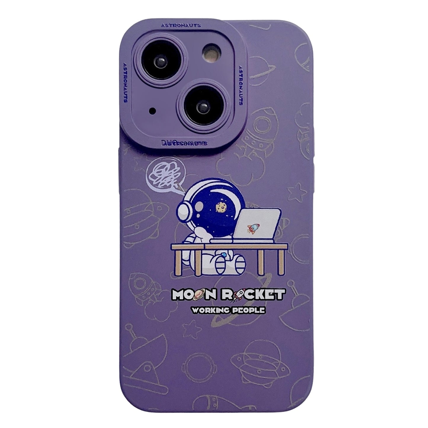ELECTROPRIME For iPhone 15 Liquid Silicone Astronaut Pattern Phone Case(Dark Purple)