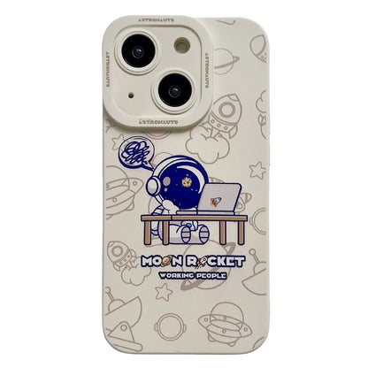 ELECTROPRIME For iPhone 15 Liquid Silicone Astronaut Pattern Phone Case(White)