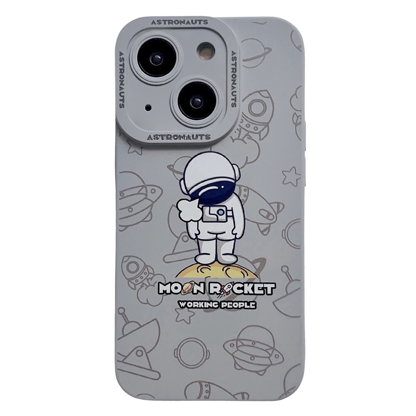 ELECTROPRIME For iPhone 15 Liquid Silicone Astronaut Pattern Phone Case(Grey)