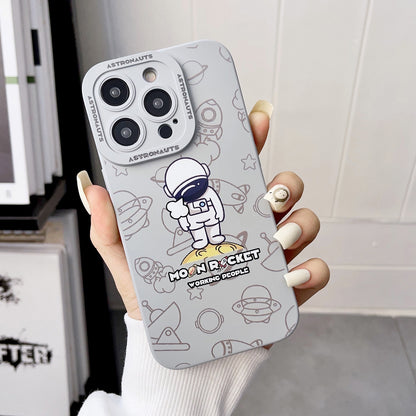 ELECTROPRIME For iPhone 15 Liquid Silicone Astronaut Pattern Phone Case(Grey)
