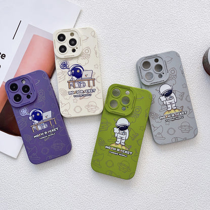 ELECTROPRIME For iPhone 15 Liquid Silicone Astronaut Pattern Phone Case(White)