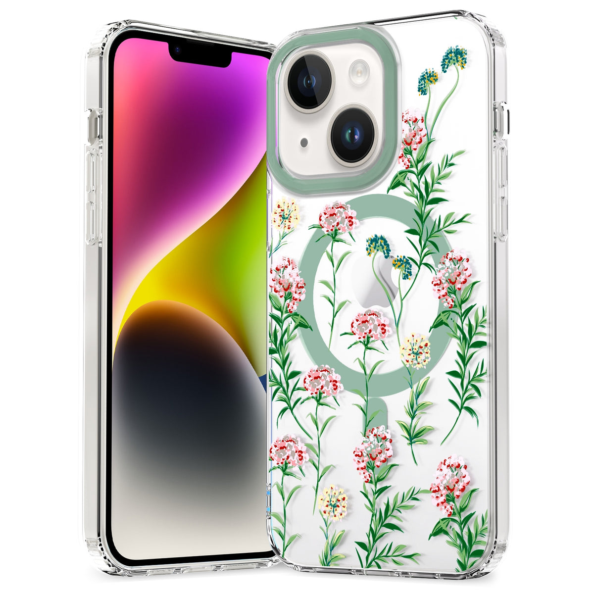 ELECTROPRIME For iPhone 15 Plus MagSafe Magnetic TPU Phone Case(Vine Rose)