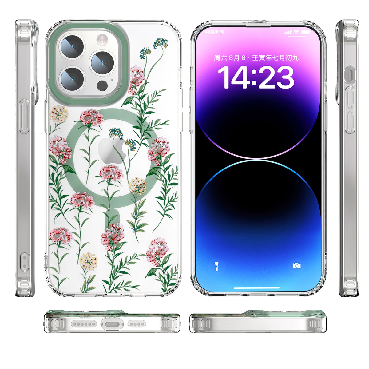 ELECTROPRIME For iPhone 15 Plus MagSafe Magnetic TPU Phone Case(Vine Rose)