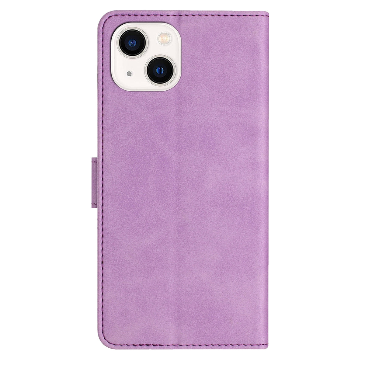 ELECTROPRIME For iPhone 15 Plus Seven Butterflies Embossed Leather Phone Case(Purple)
