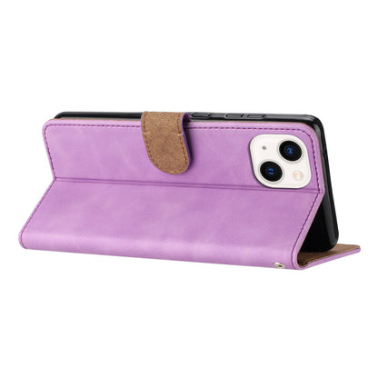 ELECTROPRIME For iPhone 15 Plus Seven Butterflies Embossed Leather Phone Case(Purple)
