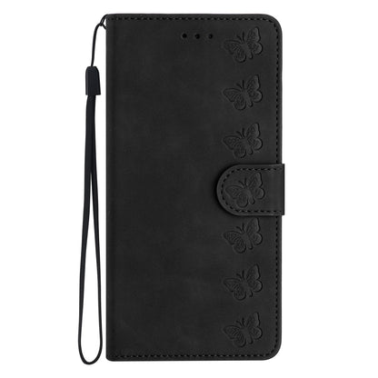 ELECTROPRIME For iPhone 15 Seven Butterflies Embossed Leather Phone Case(Black)