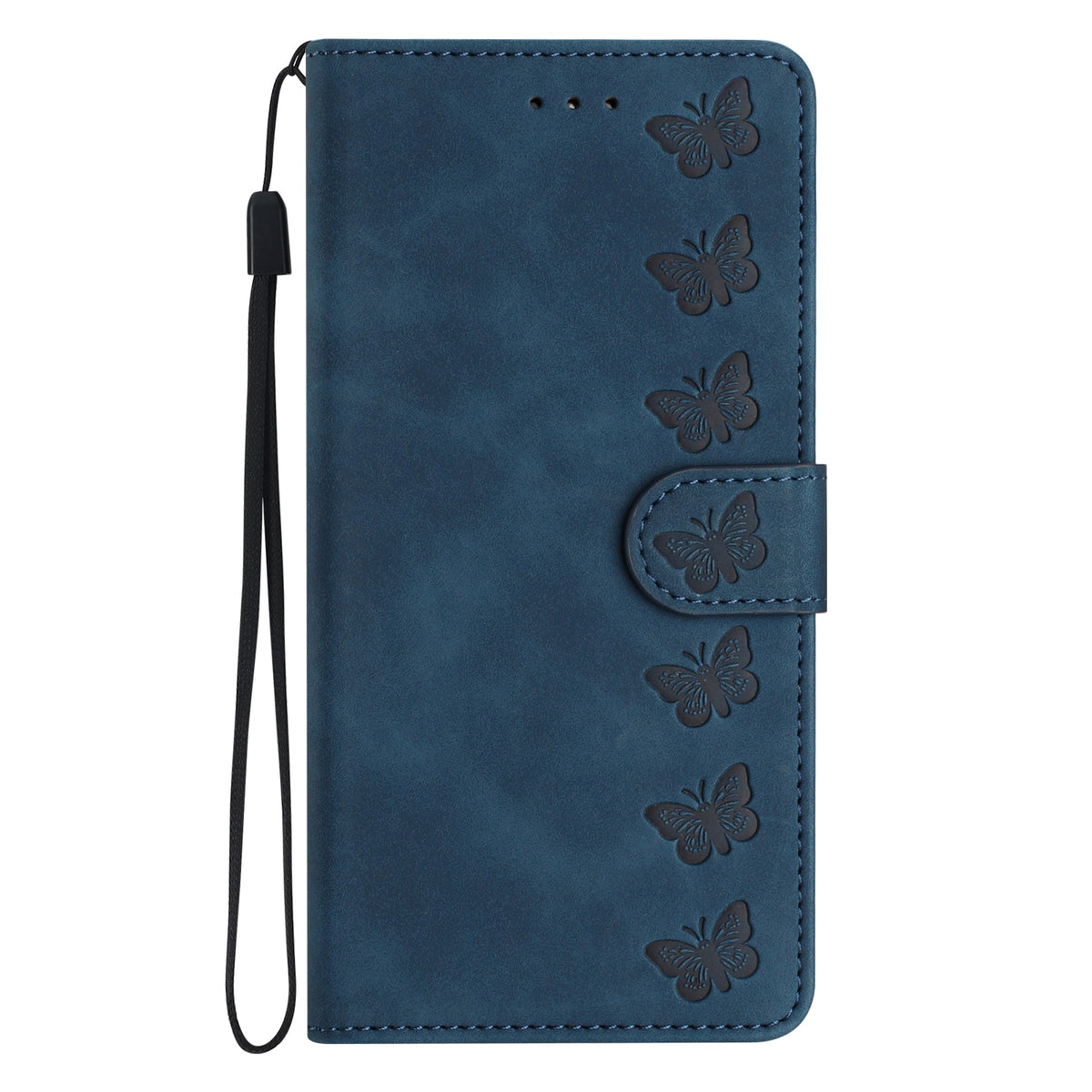 ELECTROPRIME For iPhone 15 Seven Butterflies Embossed Leather Phone Case(Blue)