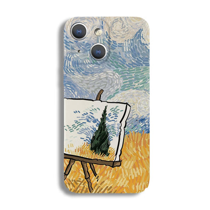 ELECTROPRIME For iPhone 15 Plus Precise Hole Oil Painting Pattern PC Phone Case(Landscape Painting)
