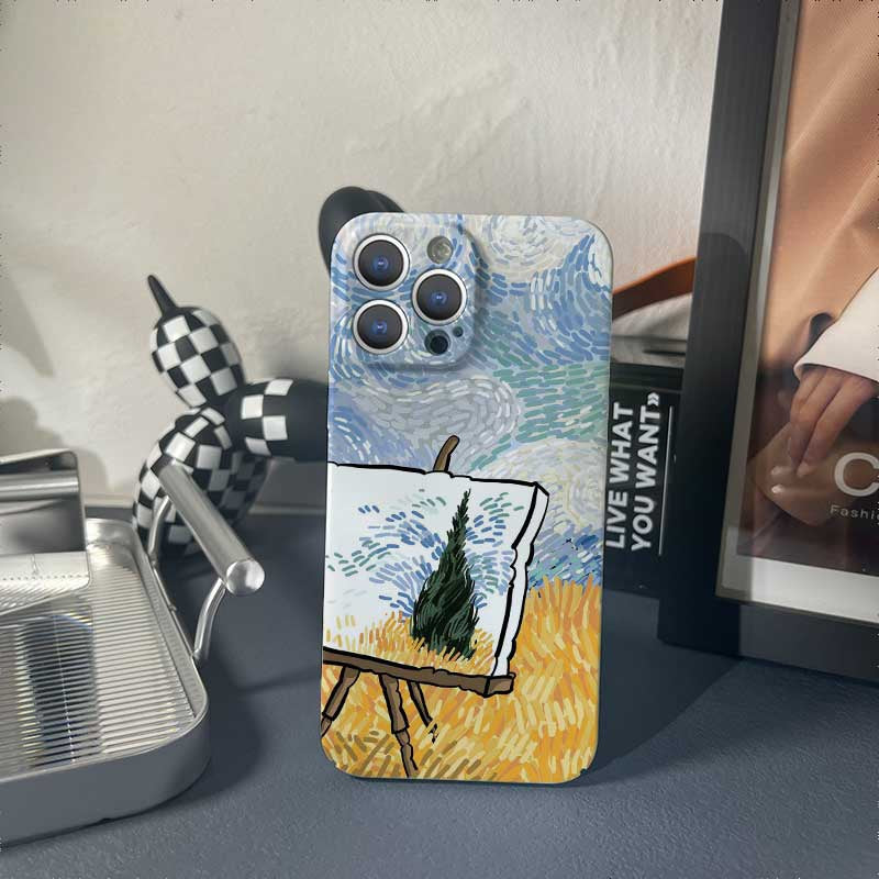 ELECTROPRIME For iPhone 15 Plus Precise Hole Oil Painting Pattern PC Phone Case(Landscape Painting)