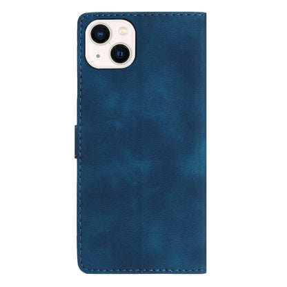 ELECTROPRIME For iPhone 15 Plus Flower Butterfly Embossing Pattern Leather Phone Case(Blue)