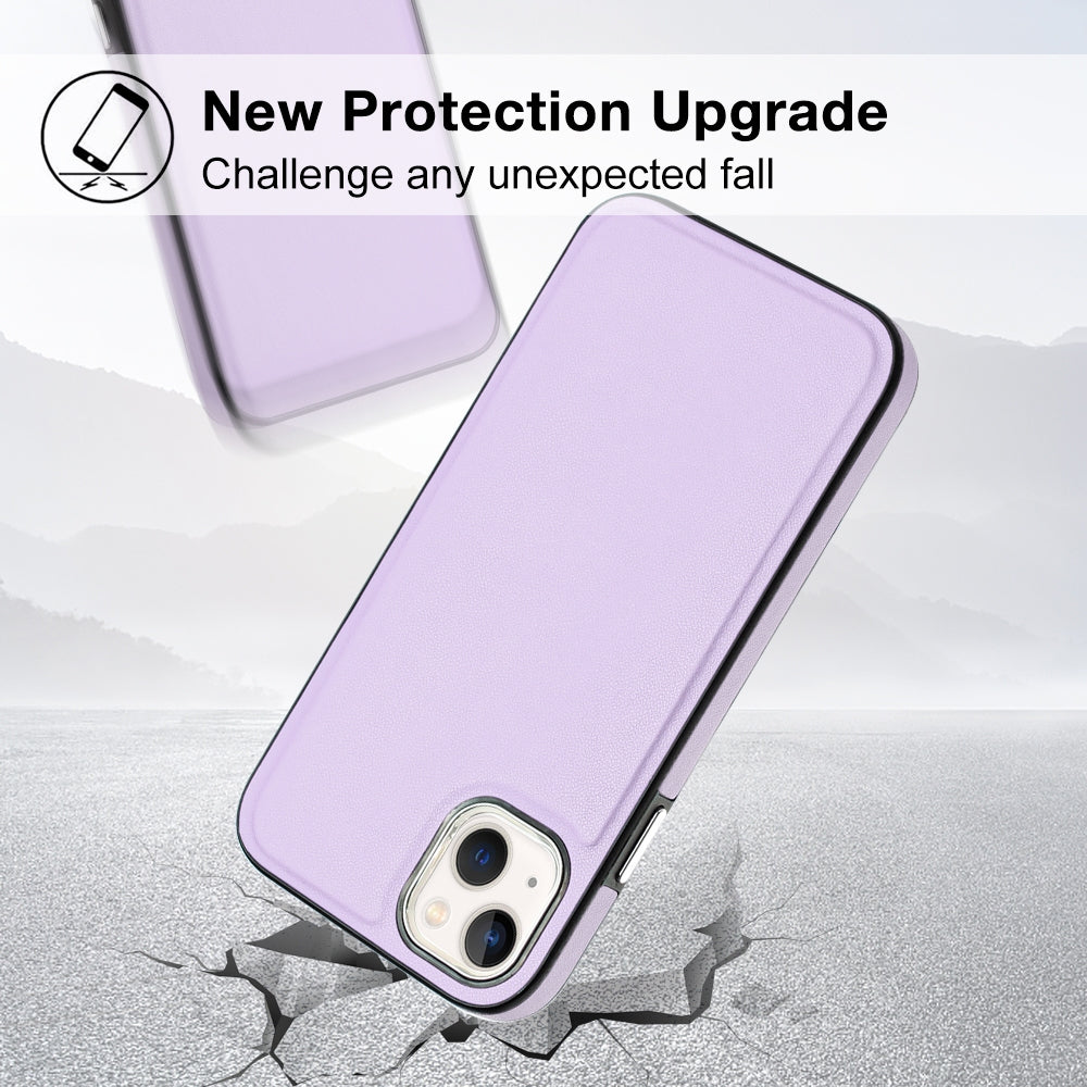 ELECTROPRIME For iPhone 15 Plus Leather Texture Full Coverage Phone Case(Purple)