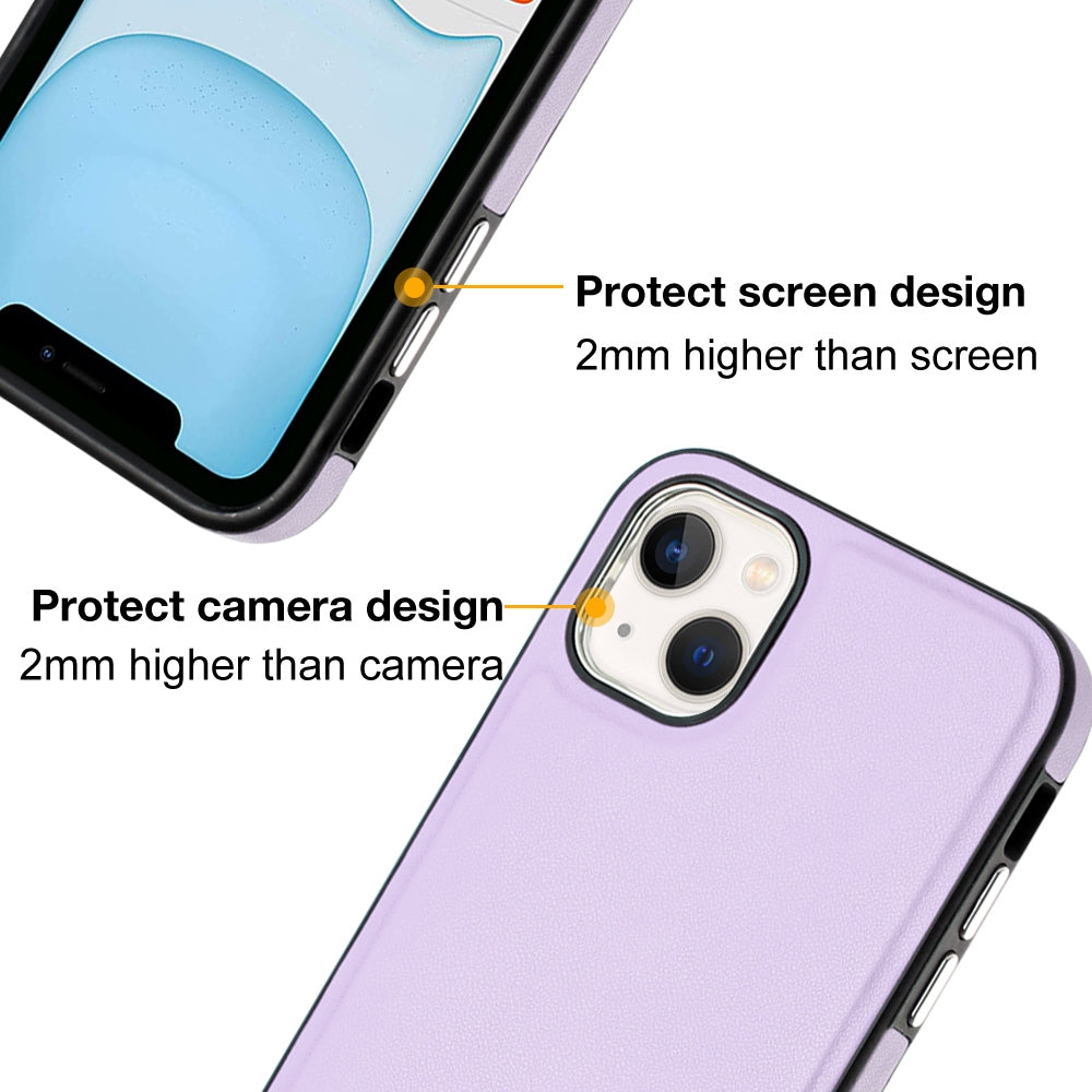 ELECTROPRIME For iPhone 15 Plus Leather Texture Full Coverage Phone Case(Purple)