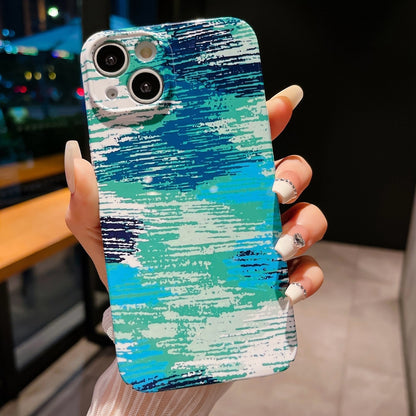 ELECTROPRIME For iPhone 15 Plus Precise Hole Camouflage Pattern PC Phone Case(Blue Green)