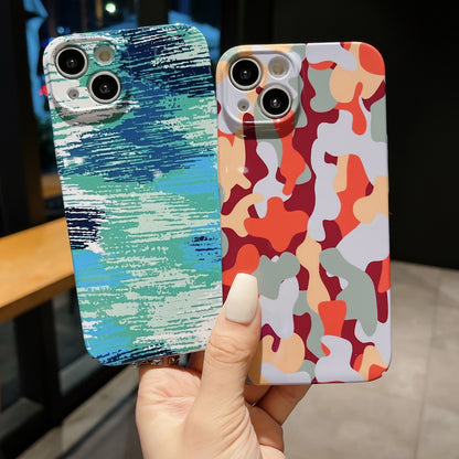 ELECTROPRIME For iPhone 15 Plus Precise Hole Camouflage Pattern PC Phone Case(Blue Green)